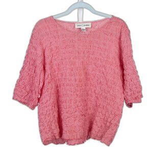 Sara Campbell Red Gingham Check Pucker Cotton Top Size L